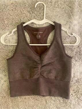 Harmony Balance Ribbed Racerback Sports Bra Tank Mauve Plum Purple Pilates NWOT
